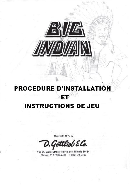 Manuel instruction BIG INDIAN 1974 FR